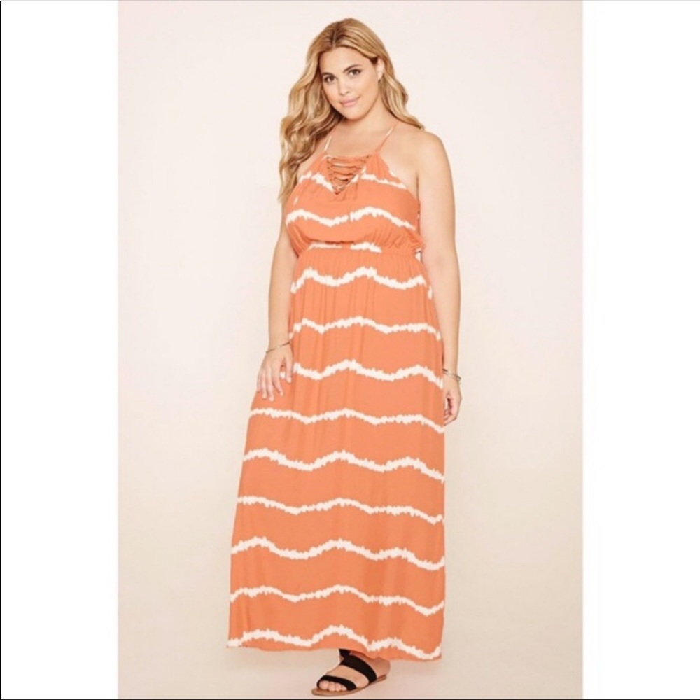 Forever 21+ maxi sundress orange white